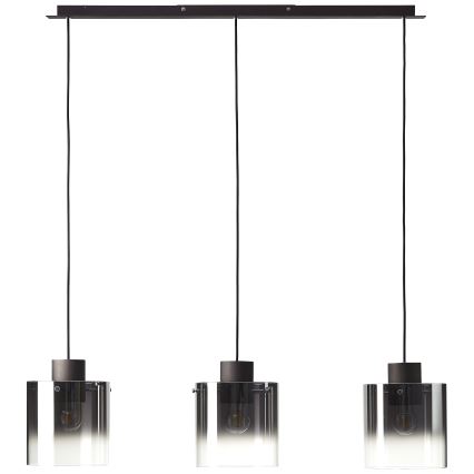 Brilliant - Hängeleuchte mit Kabel BETH 3xE27/60W/230V schwarz/rauchglas