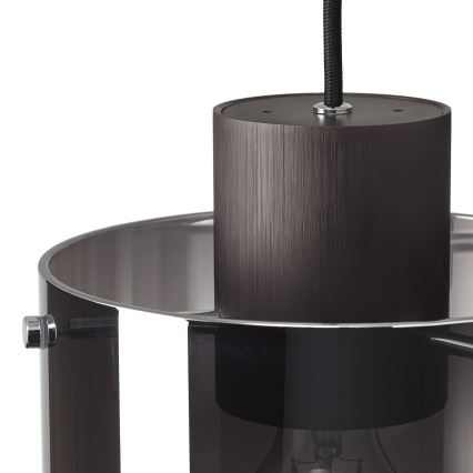 Brilliant - Hängeleuchte mit Kabel BETH 3xE27/60W/230V schwarz/rauchglas