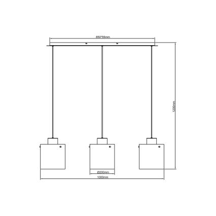 Brilliant - Hängeleuchte mit Kabel BETH 3xE27/60W/230V schwarz/rauchglas