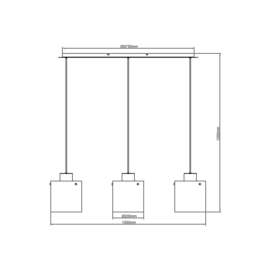 Brilliant - Hängeleuchte mit Kabel BETH 3xE27/60W/230V schwarz/rauchglas