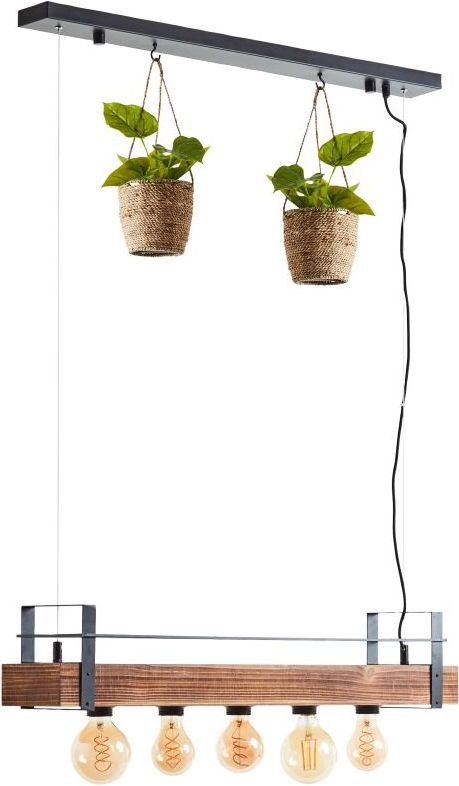 Brilliant - Hängeleuchte mit Kabelaufhängung BANKWOOD 5xE27/28W/230V Pappel