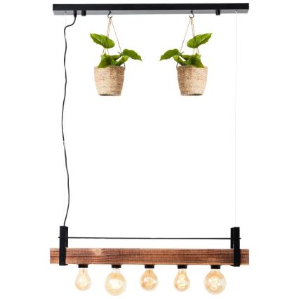 Brilliant - Hängeleuchte mit Kabelaufhängung BANKWOOD 5xE27/28W/230V Pappel
