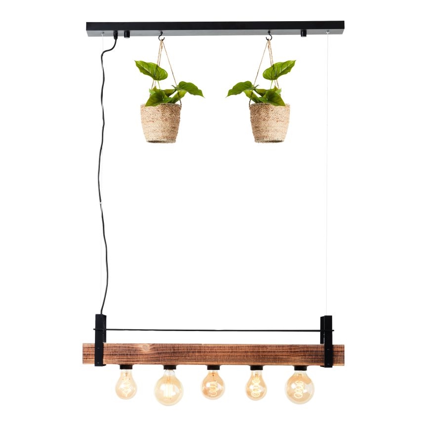 Brilliant - Hängeleuchte mit Kabelaufhängung BANKWOOD 5xE27/28W/230V Pappel