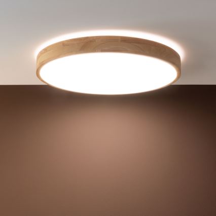 Brilliant - LED dimmbar Deckenleuchte SLIMLINE LED/60W/230V 3000-6500K Ø 45 cm Gummibaumholz + Fernbedienung