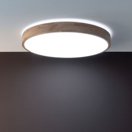 Brilliant - LED dimmbar Deckenleuchte SLIMLINE LED/60W/230V 3000-6500K Ø 45 cm Gummibaumholz + Fernbedienung