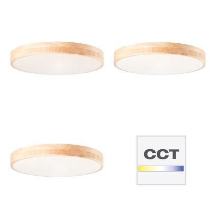 Brilliant - LED dimmbar Deckenleuchte SLIMLINE LED/60W/230V 3000-6500K Ø 45 cm Gummibaumholz + Fernbedienung