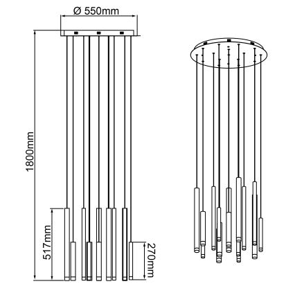 Brilliant - LED-dimmbare Pendelleuchte an Kabel CEMBALO LED/70W/230V mattchrom/schwarz/braun
