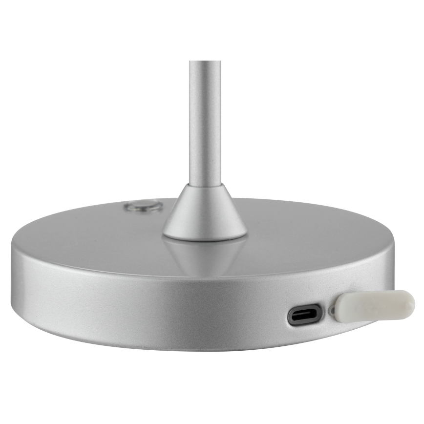 Brilliant - ELORA LED dimmbare, wiederaufladbare Touch-Tischleuchte für den Außenbereich LED/2,5W/5V 2700K 2600 mAh IP44 silber
