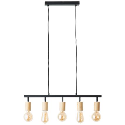 Brilliant - Pendelleuchte an Kabel TIFFANY 5xE27/28W/230V schwarz/Bambus