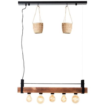 Brilliant - Pendelleuchte an Seil BANKWOOD 5xE27/28W/230V