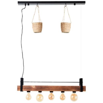 Brilliant - Pendelleuchte an Seil BANKWOOD 5xE27/28W/230V