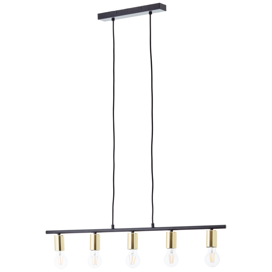 Brilliant - Pendelleuchte an Stahlseil KERRY 5xE27/40W/230V schwarz/Messing