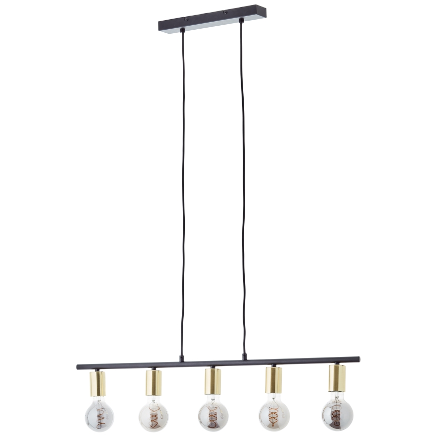 Brilliant - Pendelleuchte an Stahlseil KERRY 5xE27/40W/230V schwarz/Messing