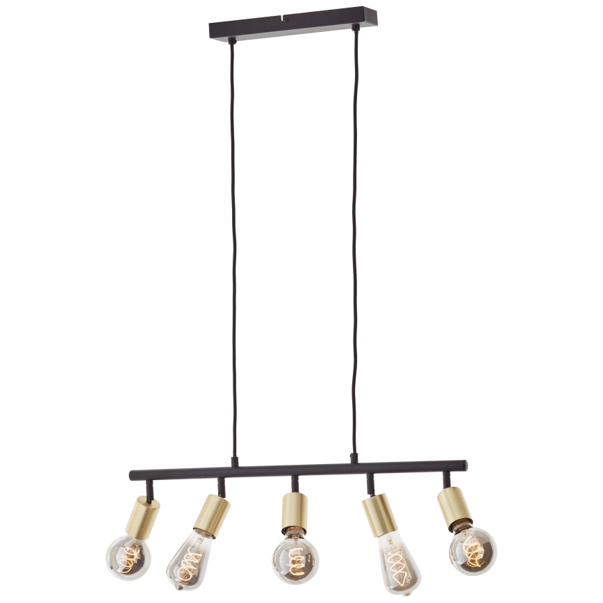 Brilliant - Pendelleuchte mit Kabel TIFFANY 5xE27/28W/230V schwarz/Messing