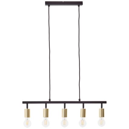 Brilliant - Pendelleuchte mit Kabel TIFFANY 5xE27/28W/230V schwarz/Messing