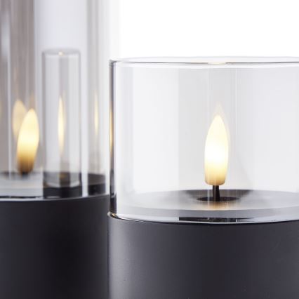 Brilliant - Set 3x LED-Kerze BOUGIE LED/2xAA IP44 schwarz/rauchfarben