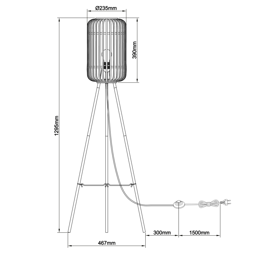 Brilliant - Stehleuchte WOODROW 1xE27/60W/230V Bambus