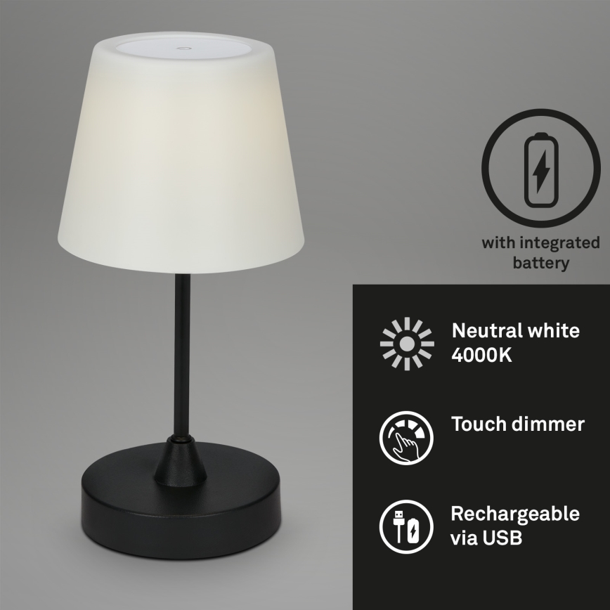 Brilo - LED Außen-Dimmleuchte, wiederaufladbar LED/3W/5V IP44 2000 mAh