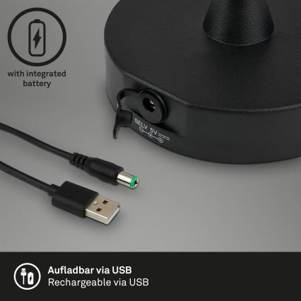 Brilo - LED Außen-Dimmleuchte, wiederaufladbar LED/3W/5V IP44 2000 mAh
