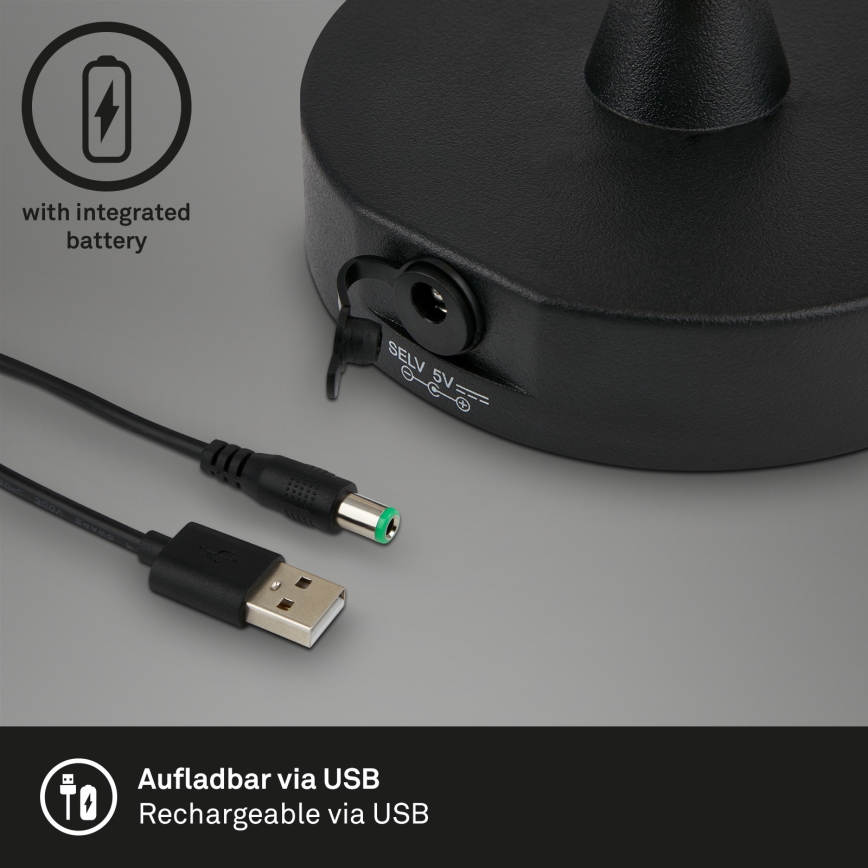 Brilo - LED Außen-Dimmleuchte, wiederaufladbar LED/3W/5V IP44 2000 mAh