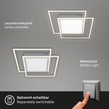 Brilo - LED-Deckenleuchte 2xLED/16W/230V + LED/19W 51,5x51,5 cm mattchrom