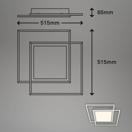 Brilo - LED-Deckenleuchte 2xLED/16W/230V + LED/19W 51,5x51,5 cm mattchrom