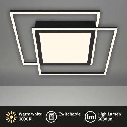 Brilo - LED Deckenleuchte 2xLED/16W/230V + LED/19W 51,5x51,5 cm schwarz