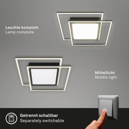 Brilo - LED Deckenleuchte 2xLED/16W/230V + LED/19W 51,5x51,5 cm schwarz