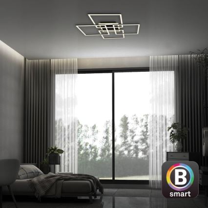 Brilo - Dimmbare LED-Deckenleuchte FRAME LED/50W/230V 2700-6500K 72,4x72,4cm schwarz Wi-Fi Tuya + Fernbedienung