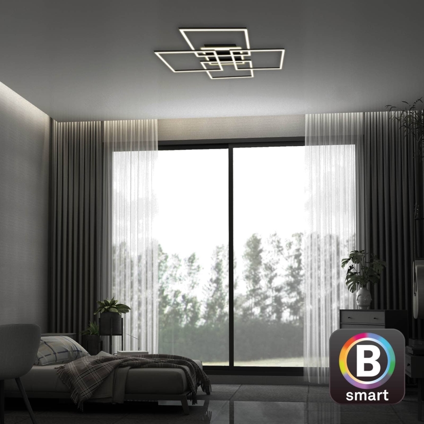 Brilo - Dimmbare LED-Deckenleuchte FRAME LED/50W/230V 2700-6500K 72,4x72,4cm schwarz Wi-Fi Tuya + Fernbedienung