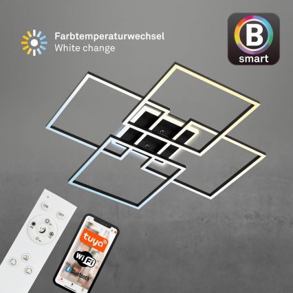 Brilo - Dimmbare LED-Deckenleuchte FRAME LED/50W/230V 2700-6500K 72,4x72,4cm schwarz Wi-Fi Tuya + Fernbedienung