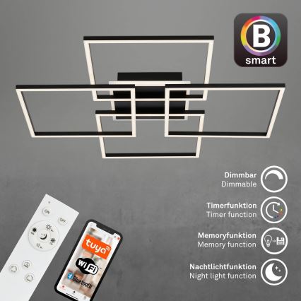 Brilo - Dimmbare LED-Deckenleuchte FRAME LED/50W/230V 2700-6500K 72,4x72,4cm schwarz Wi-Fi Tuya + Fernbedienung