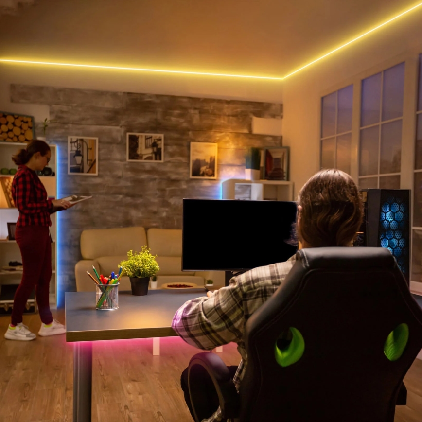 Brilo - LED RGBW dimmbarer Musik-Strip 6,65m LED/18W/230V Wi-Fi Tuya + Fernbedienung