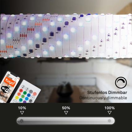 Brilo - LED RGBW dimmbarer Musik-Strip 6,65m LED/18W/230V Wi-Fi Tuya + Fernbedienung