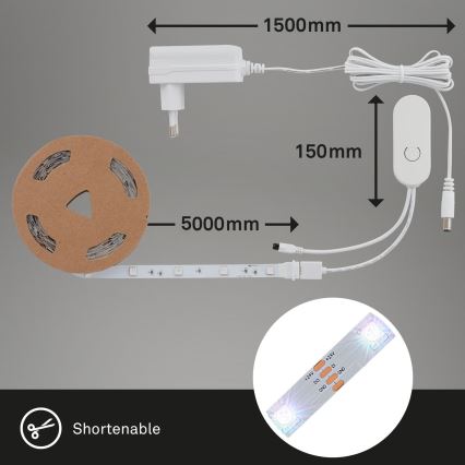 Brilo - LED RGBW dimmbarer Musik-Strip 6,65m LED/18W/230V Wi-Fi Tuya + Fernbedienung