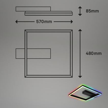 Brilo - LED RGBW dimmbare Deckenleuchte FRAME LED/18W/230V 2700-6500K + Fernbedienung