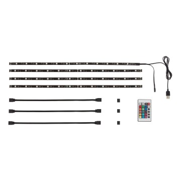 Brilo - LED RGBW dimmbarer Streifen für TV 3m LED/2,5W/USB + Fernbedienung
