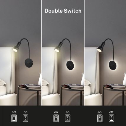 Briloner 2178015 - LED Wandleuchte flexibel 1xE14/10W/230V + LED/3W schwarz