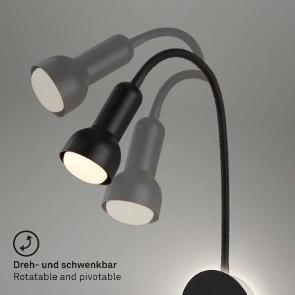 Briloner 2178015 - LED Wandleuchte flexibel 1xE14/10W/230V + LED/3W schwarz