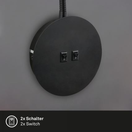 Briloner 2178015 - LED Wandleuchte flexibel 1xE14/10W/230V + LED/3W schwarz