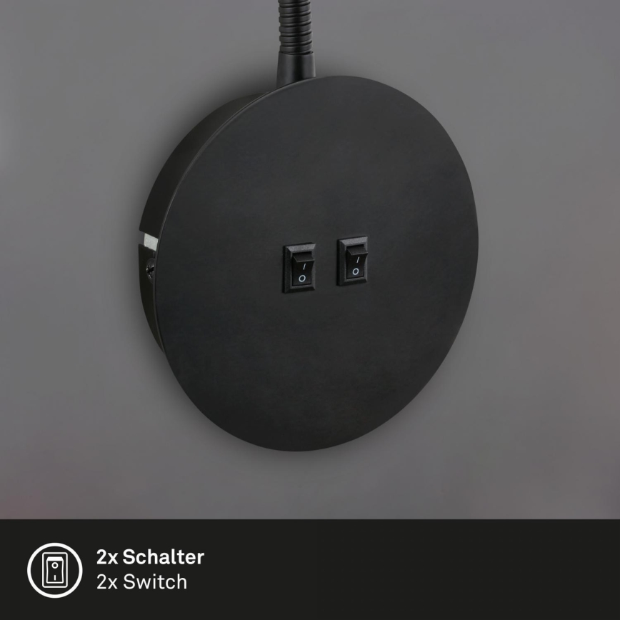 Briloner 2178015 - LED Wandleuchte flexibel 1xE14/10W/230V + LED/3W schwarz