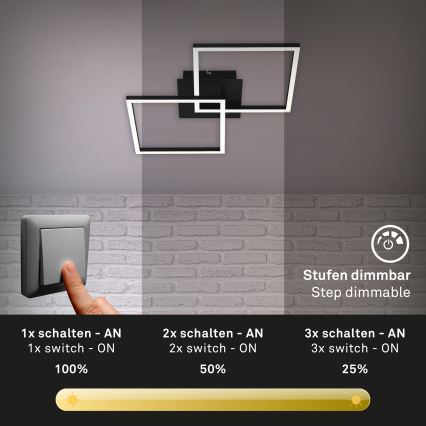 Briloner 3210-015 - LED dimmbare Deckenleuchte FRAME 2xLED/11W/230V schwarz