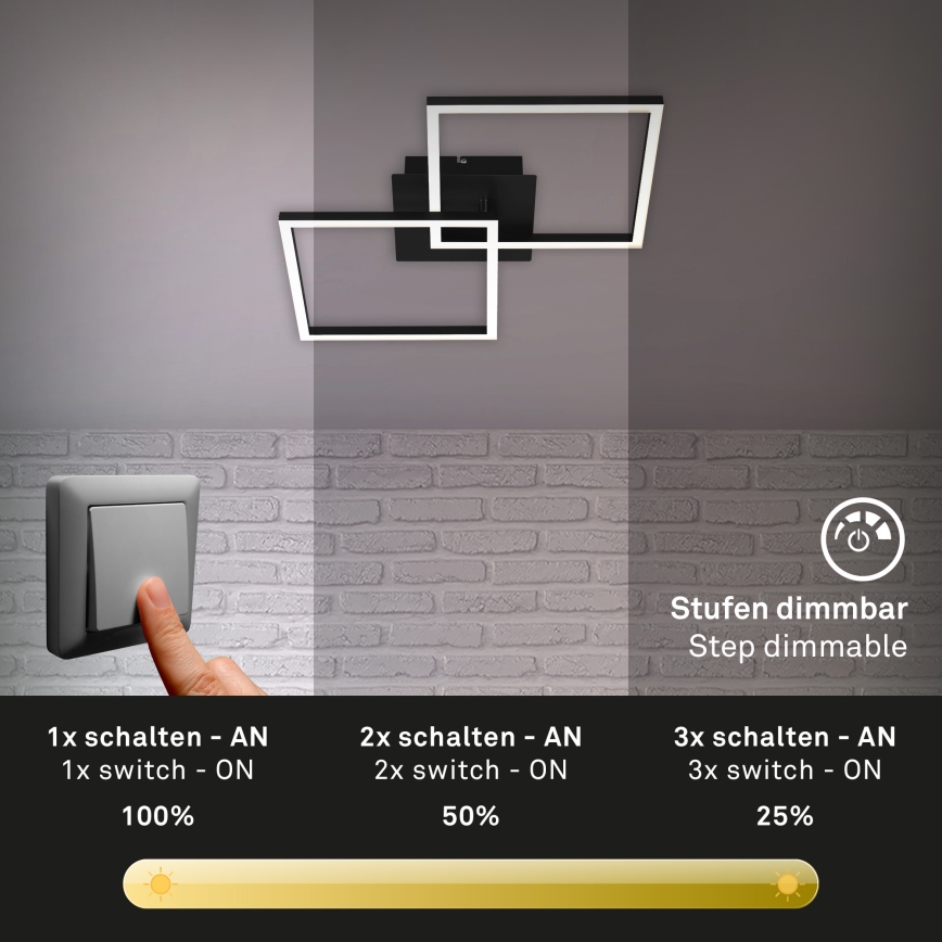 Briloner 3210-015 - LED dimmbare Deckenleuchte FRAME 2xLED/11W/230V schwarz
