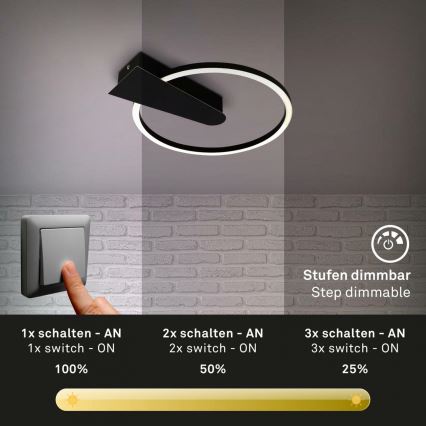 Briloner 3542-015 - LED dimmbares Deckenleuchte NICO LED/12W/230V schwarz