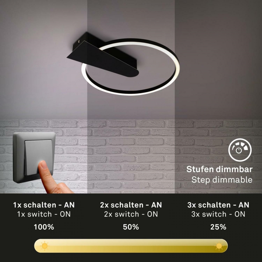 Briloner 3542-015 - LED dimmbares Deckenleuchte NICO LED/12W/230V schwarz