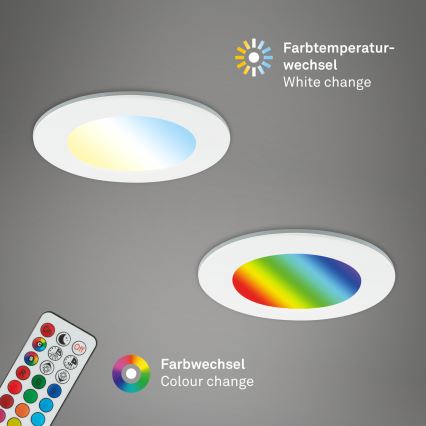 Briloner - SET 3x RGBW LED dimmbare Badezimmer-Einbauleuchte LED/4,8W/230V 3000-6500K IP65 + Fernbedienung