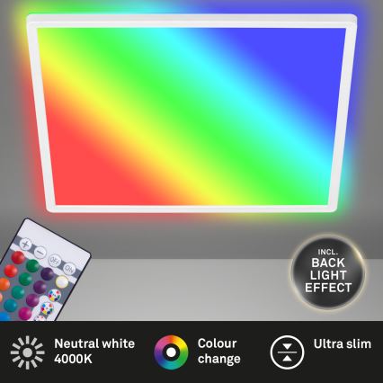 Briloner 7091-416 - LED RGBW dimmbare Deckenleuchte SLIM LED/22W/230V + Fernbedienung