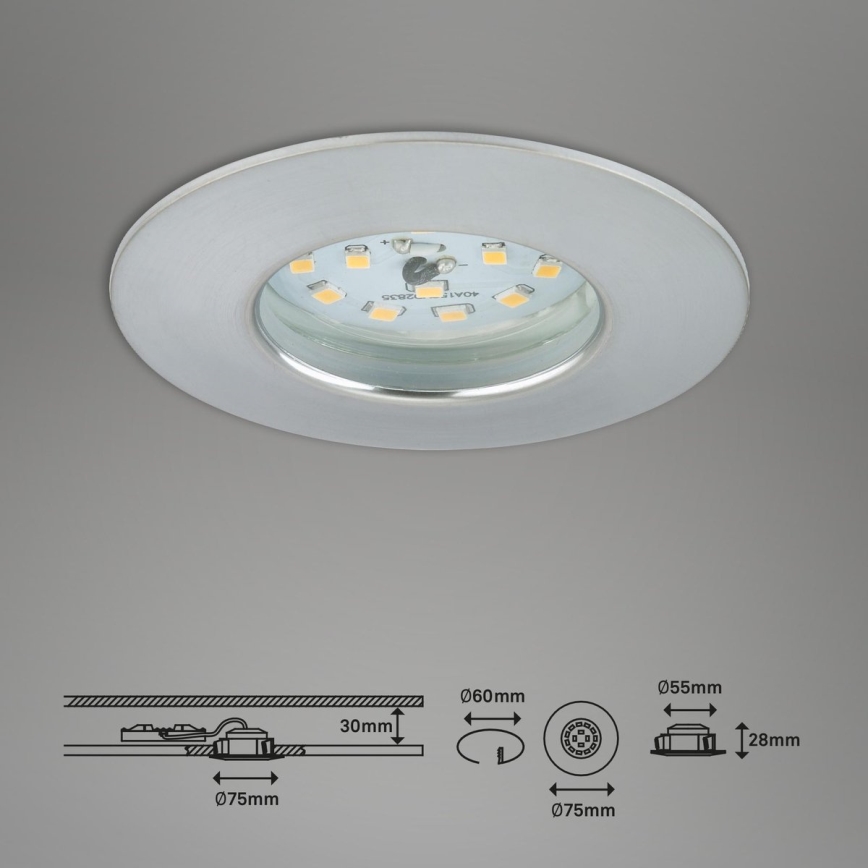 Briloner 7231-039 - 3er-Set dimmbare LED-Einbauleuchten für das Badezimmer LED/5,5W/230V IP44 matt-chrom