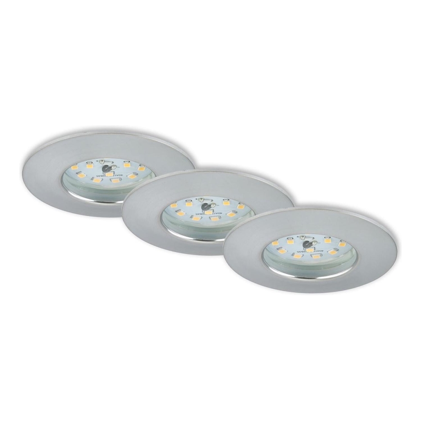 Briloner 7231-039 - 3er-Set dimmbare LED-Einbauleuchten für das Badezimmer LED/5,5W/230V IP44 matt-chrom