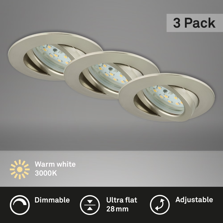 Briloner 7232-032 - 3er-Set dimmbare LED-Einbauleuchten für Badezimmer ATTACH LED/5,5W/230V IP23